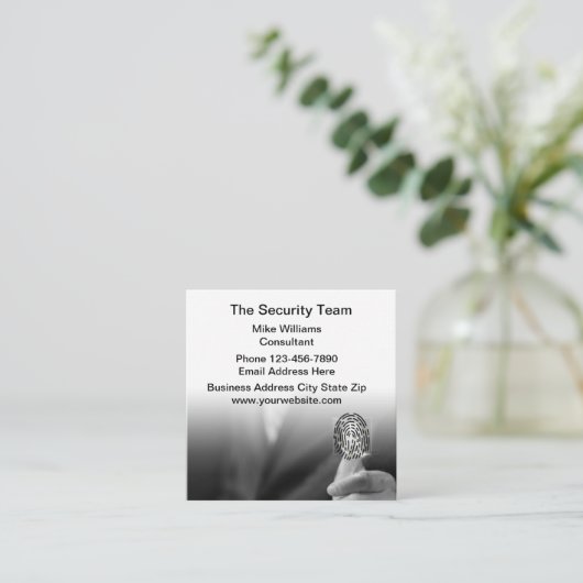 セキュリティサービモダンスの指紋名刺 スクエア名刺 (スタンド正面)