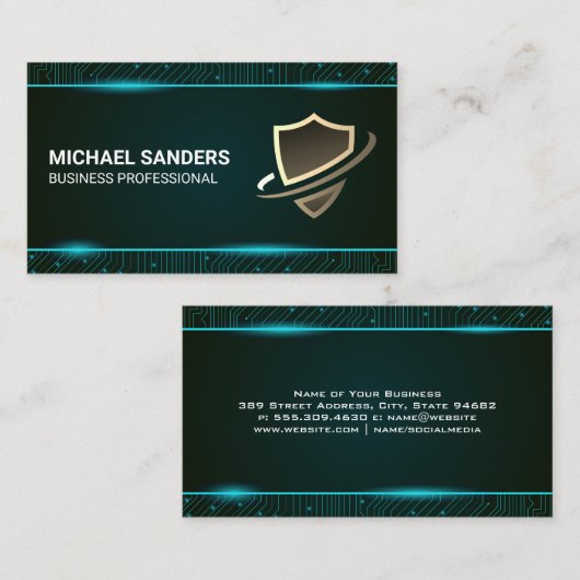 セキュリティシールド | Tech Circuitsの背景 名刺 (正面/裏面)