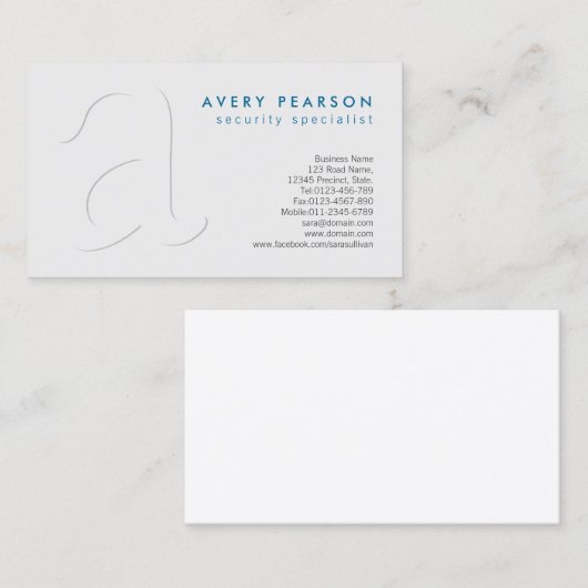 セキュリティスペシャリストのシャドウモノグラム名刺 名刺 (正面/裏面)