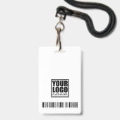 セキュリティフォトロゴコードテンプレート白黒 バッジ (裏面（ネックストラップ付）)