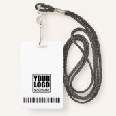 セキュリティフォトロゴコードテンプレート白黒 バッジ (裏面ランヤード)