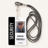 セキュリティフォトロゴコードテンプレート白黒 バッジ (正面ランヤード)