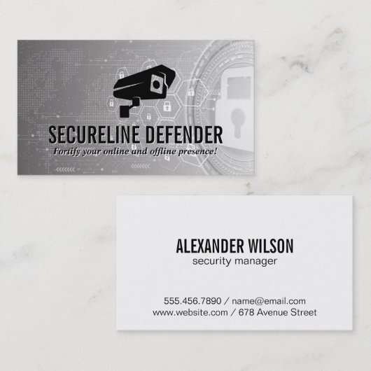 セキュリティロゴ | Cyber Tech Lock背景 名刺 (正面/裏面)