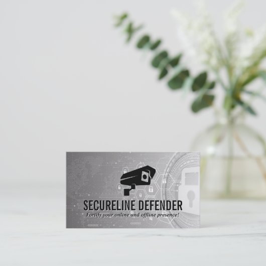 セキュリティロゴ | Cyber Tech Lock背景 名刺 (スタンド正面)