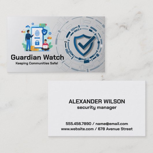 セキュリティ指紋認証スキャングラフィックス | 技術 名刺 (正面/裏面)