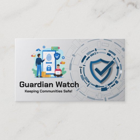 セキュリティ指紋認証スキャングラフィックス | 技術 名刺 (正面)