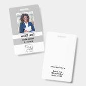 セキュリティ - 従業員 ロゴまたはQRコード - 灰色 | 写真 バッジ (正面&裏面)