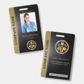 セキュリティID従業員の写真QRコードブラック&シルバー バッジ (表裏)