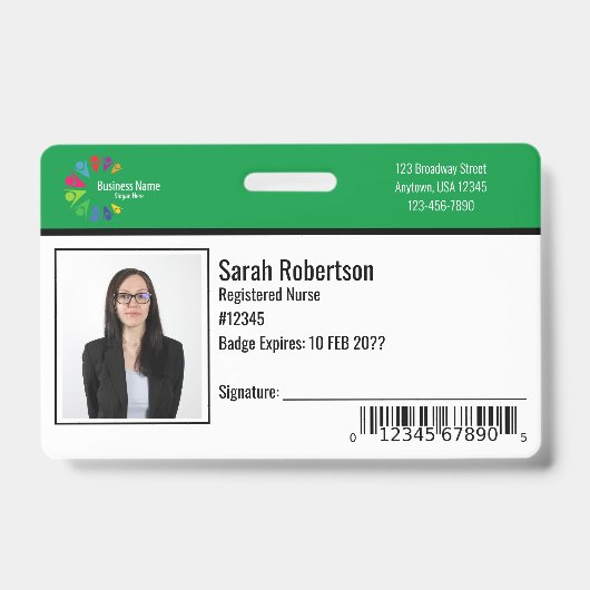セキュリティID従業員バッジ – 水平 バッジ (正面)