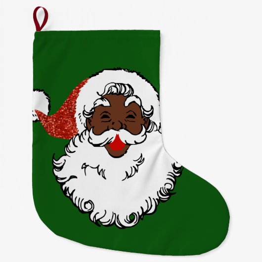 セクインアフリカのサンタクロースのクリスマスクリスマスストッキング ラージクリスマスストッキング (正面)
