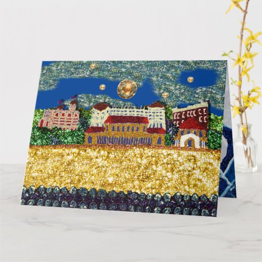 セクインアート誕生日カード |ボンディビーチ(オーストラリア) カード (黄色い花)