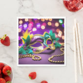 セクインマルディグラスマスクビーズ スタンダードランチョンナプキン (インサイチュ)