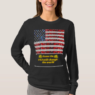 セクイン米州旗TシャツUSA Tシャツ