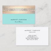 セクエレガントリンと金ゴールドストライプのターコイズ 名刺 (正面/裏面)