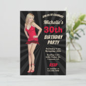 セクシーで熱いブロンドの女性の誕生日のパーティの招待状 招待状 (スタンド正面)