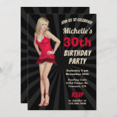 セクシーで熱いブロンドの女性の誕生日のパーティの招待状 招待状 (正面/裏面)