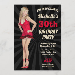 セクシーで熱いブロンドの女性の誕生日のパーティの招待状 招待状