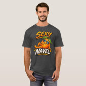 セクシーなおへそ　面白いオレンジTシャツ Tシャツ (正面フル)