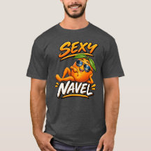 セクシーなおへそ 面白いオレンジTシャツ