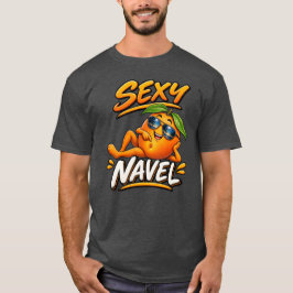 セクシーなおへそ 面白いオレンジTシャツ Tシャツ