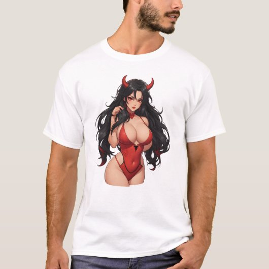 セクシーなアニメデビルガール Tシャツ (正面)