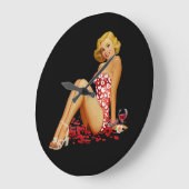 セクシーなツイストで「Pin Up Girl」黒時計 ラージ壁時計 (傾斜)
