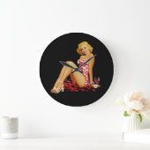 セクシーなツイストで「Pin Up Girl」黒時計 ラージ壁時計 (ホーム)