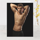 セクシーなピット ザ ホット ガイ グリーティング カード (黄色い花)