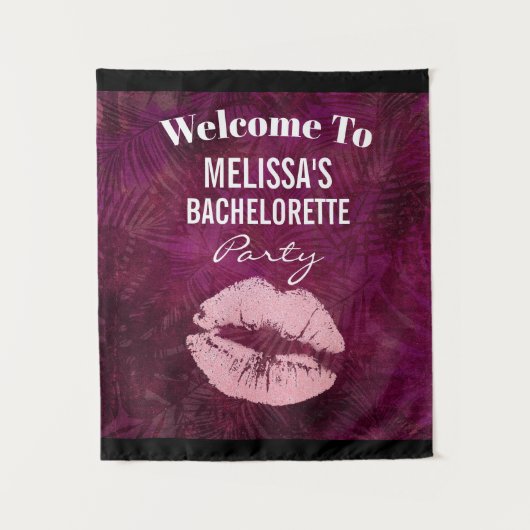 セクシーなピンクのグリッター リップ グラマラスな独身最後の夜 タペストリー (正面)
