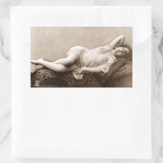 セクシーなフラッパーガール 1920年代 フランスの写真 長方形シール (バッグ)