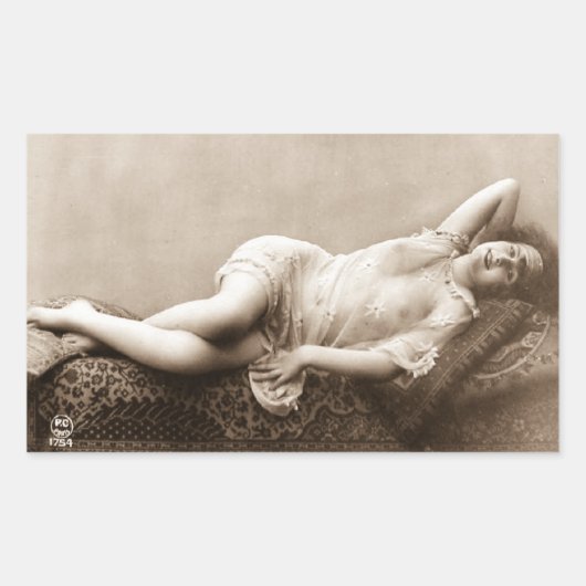 セクシーなフラッパーガール 1920年代 フランスの写真 長方形シール (正面)