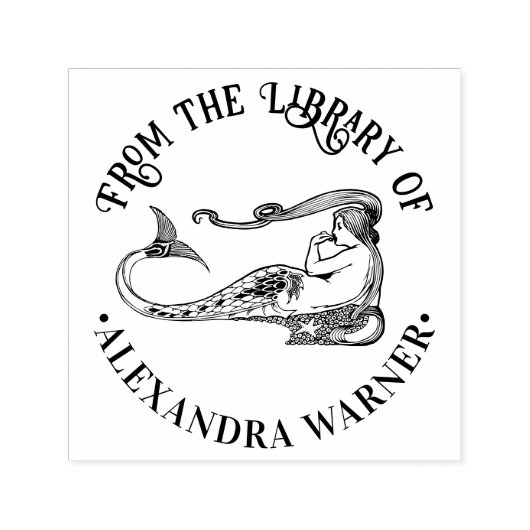 セクシーな人魚のサイレンの休息図書館の本の名前 セルフインキングスタンプ (デザイン)