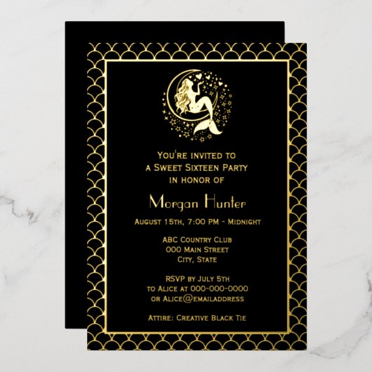 セクシーな人魚の十六歳の誕生日パーティー　三日月におよぶお姫様 箔シーズンカード (正面/裏面)