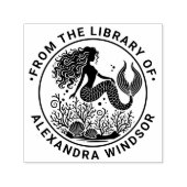 セクシーな人魚の貝殻珊瑚図書館の本の名前 セルフインキングスタンプ (デザイン)