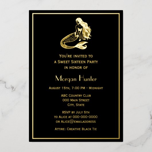 セクシーな人魚の長い髪の少女　座ったスイート16 箔シーズンカード (正面)