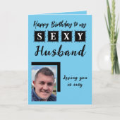 セクシーな夫にフォトブルーの誕生日を追加 カード (正面)