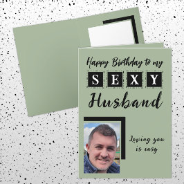 セクシーな夫の追加フォトグリーン誕生日 カード