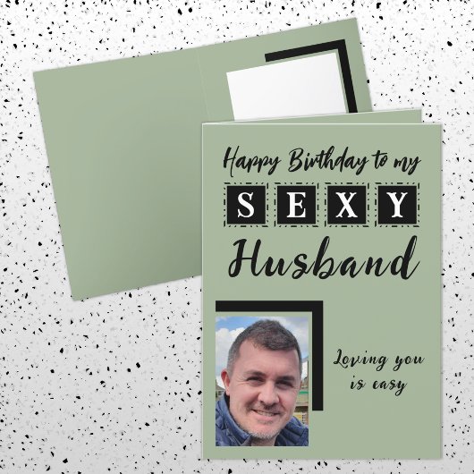 セクシーな夫の追加フォトグリーン誕生日 カード