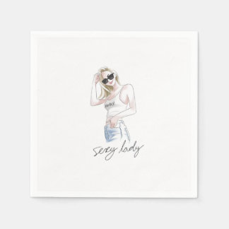 セクシーな女性のスローガンとファッション女 スタンダードカクテルナプキン