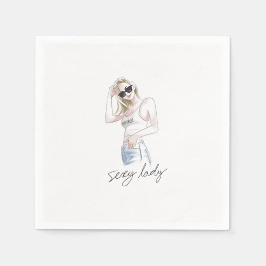 セクシーな女性のスローガンとファッション女 スタンダードカクテルナプキン (正面)