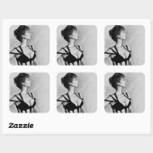セクシーな女性のブラックドレスの肖像画アート スクエアシール (シート)