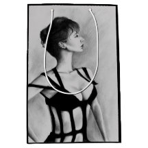 セクシーな女性のブラックドレス肖像画