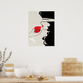 セクシーな女性目隠しワインテイスティングポスター ポスター (キッチン)