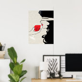 セクシーな女性目隠しワインテイスティングポスター ポスター (ホームオフィス)