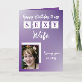 セクシーな妻の写真の紫色の誕生日を追加 カード