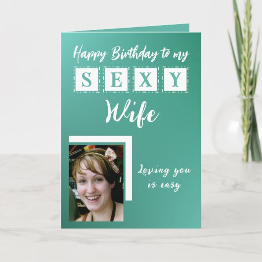 セクシーな妻の追加フォトグリーン誕生日 カード (正面)