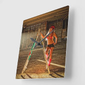 セクシーな建設作業員 スクエア壁時計 (傾斜)