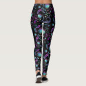 セクシーな熱帯虹色のヤシの葉とテンドリル レギンス (裏面)