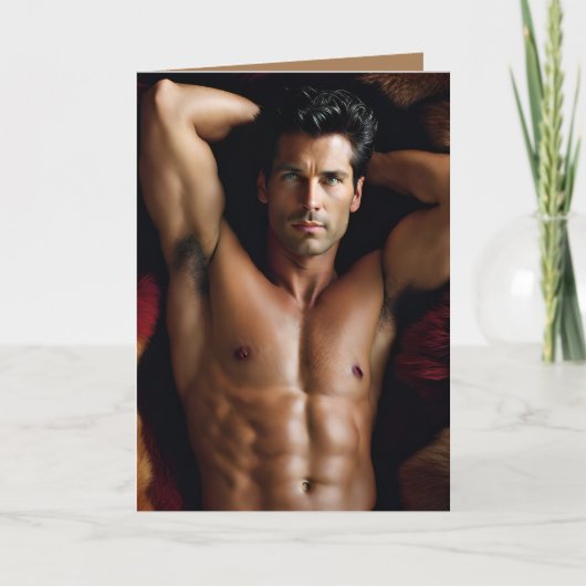 セクシーな男と「ハッピーバフの日」 カード (正面)