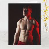 セクシーな男性のグリーティングカード カード (黄色い花)